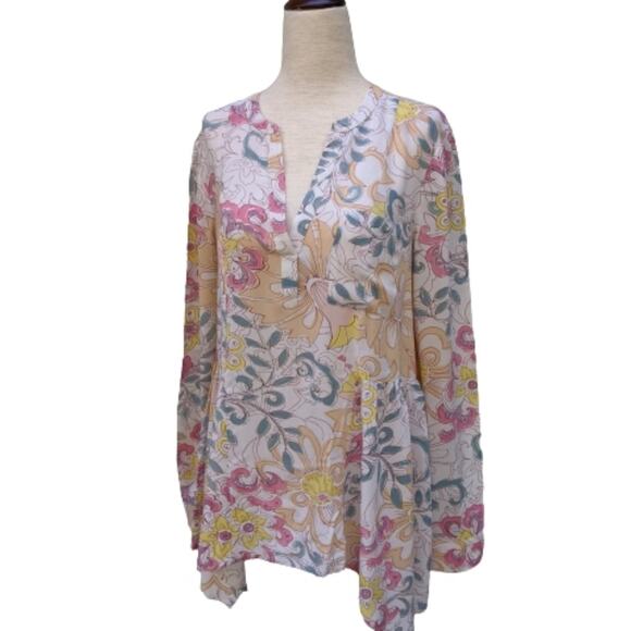 Anthropologie Maeve Floral Long Sleeve Blouse 6 - Picture 1 of 9